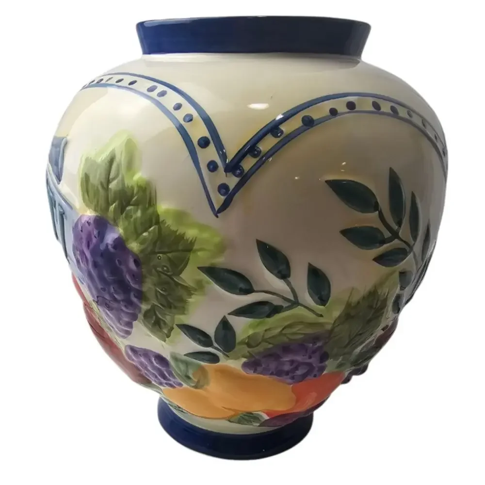 Nonni's Biscotti Fruit Motif Cookie Jar no Lid Replacement Part‎ Hand Painted